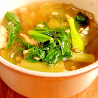 鉄分たっぷり！小松菜と春雨のスープ